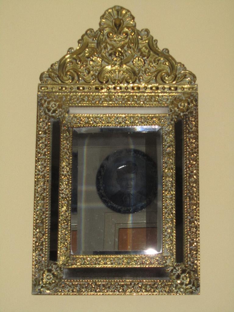 Hollandse spiegel antiek Latoen, Antiek en Kunst, Ophalen, Overige vormen, Minder dan 50 cm, Minder dan 100 cm