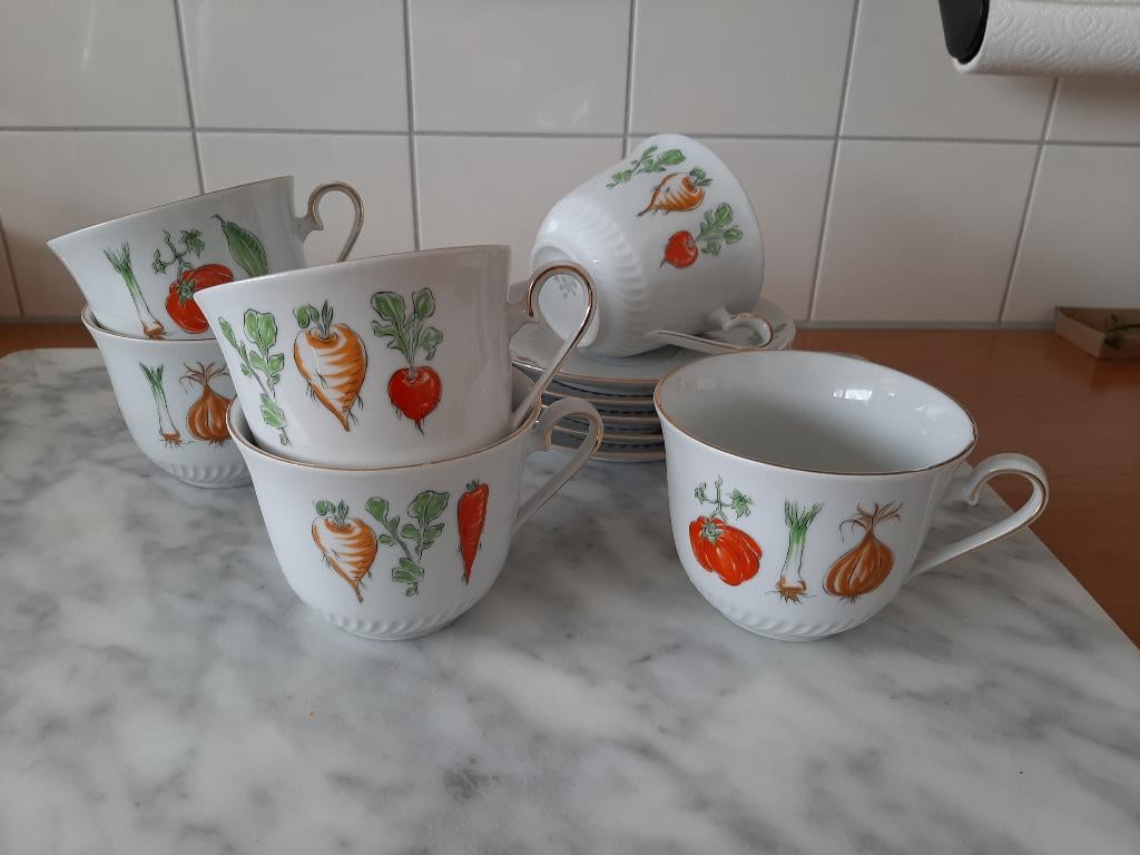 6 grote retro soepkommen, Bavaria, J. Kronester., Huis en Inrichting, Keuken | Servies, Verzenden, Zo goed als nieuw, Overige stijlen