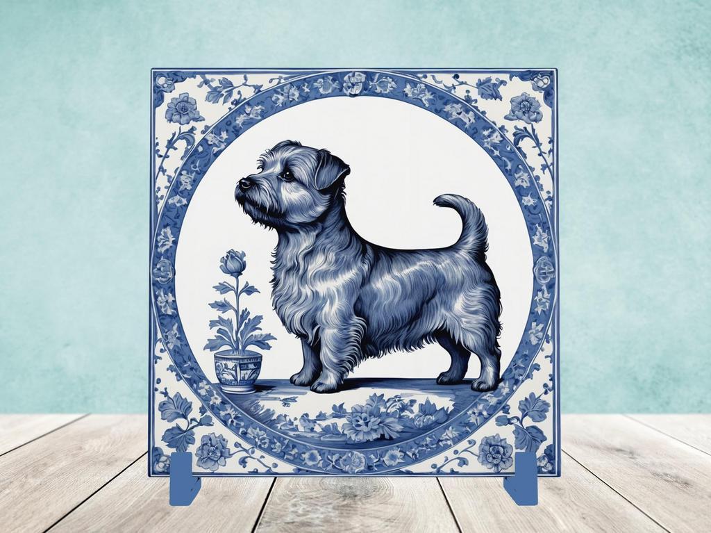 Norfolk Terriër Delfts Blauwe tegel incl houder, Ophalen of Verzenden, Nieuw