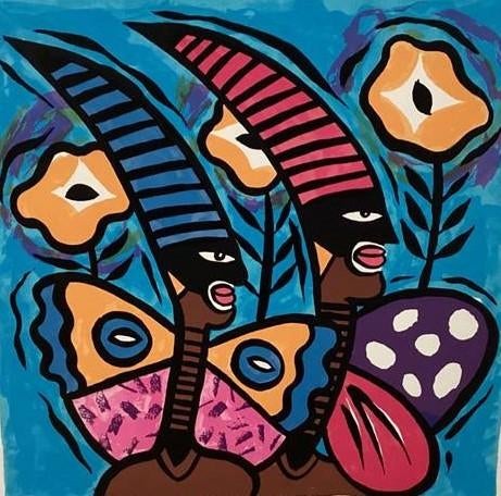 Clemens Briels: ’Nachtvlinders' (ingelijste zeefdruk), Antiek en Kunst, Ophalen