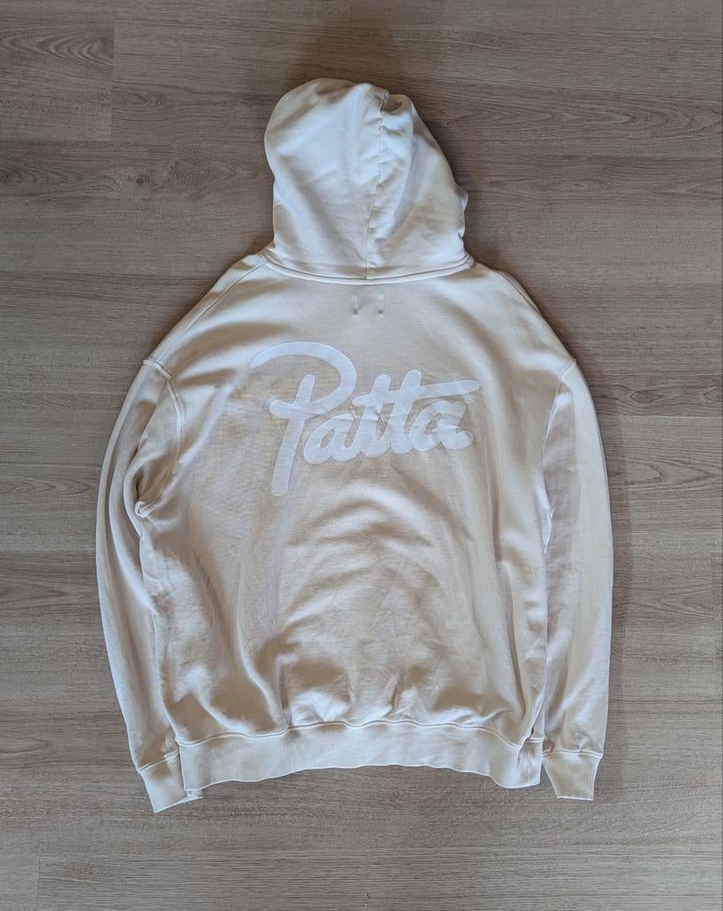 Beige Patta Script Logo Hoodie - Maat M, Maat 48/50 (M), Beige, Ophalen of Verzenden, Zo goed als nieuw