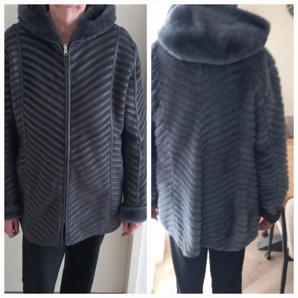 Winterjas Leer / Bont maat 44/46, Ophalen of Verzenden, Zo goed als nieuw, Maat 46/48 (XL) of groter, Zwart