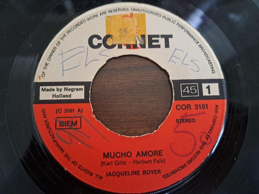 Jacqueline Boyer – Mucho Amor, 7 inch, Single, Ophalen of Verzenden, Zo goed als nieuw