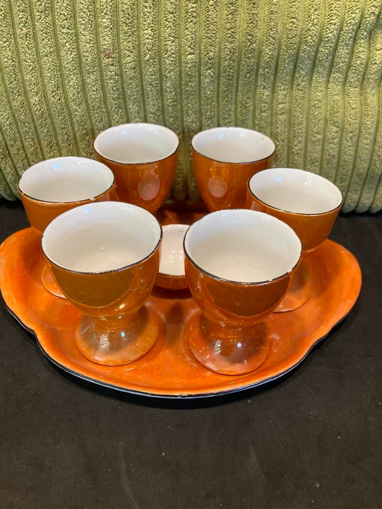 Vintage eierset, Art Deco (010426c), Ophalen of Verzenden, Gebruikt, Porselein, Overige stijlen