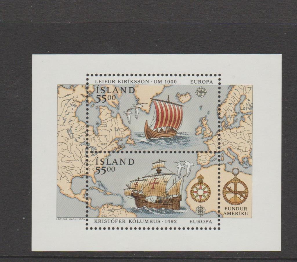 IJsland blok Europa - 500ste ontdekking America  (1992)., Verzenden, IJsland