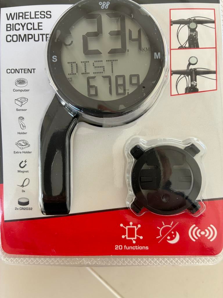 Fietscomputer draadloos 20 functies NIEUW in de verpakking, Fietsen en Brommers, Fietsaccessoires | Fietscomputers, Zo goed als nieuw