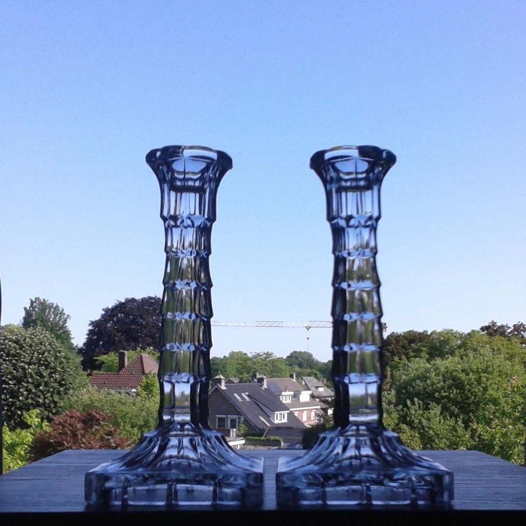 Stel Kandelaars Rosice Glassworks Sklo Union Art Deco, Ophalen of Verzenden, Glas