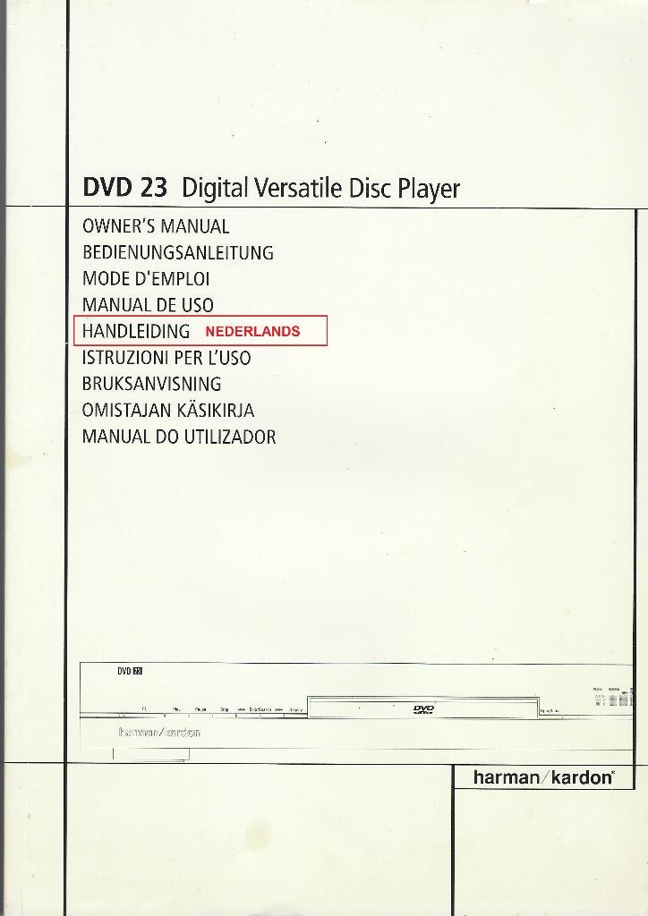 HANDLEIDING (boek) DVD Speler - Harman Kardon - DVD 23, Audio, Tv en Foto, Dvd-spelers, Ophalen of Verzenden, Zo goed als nieuw