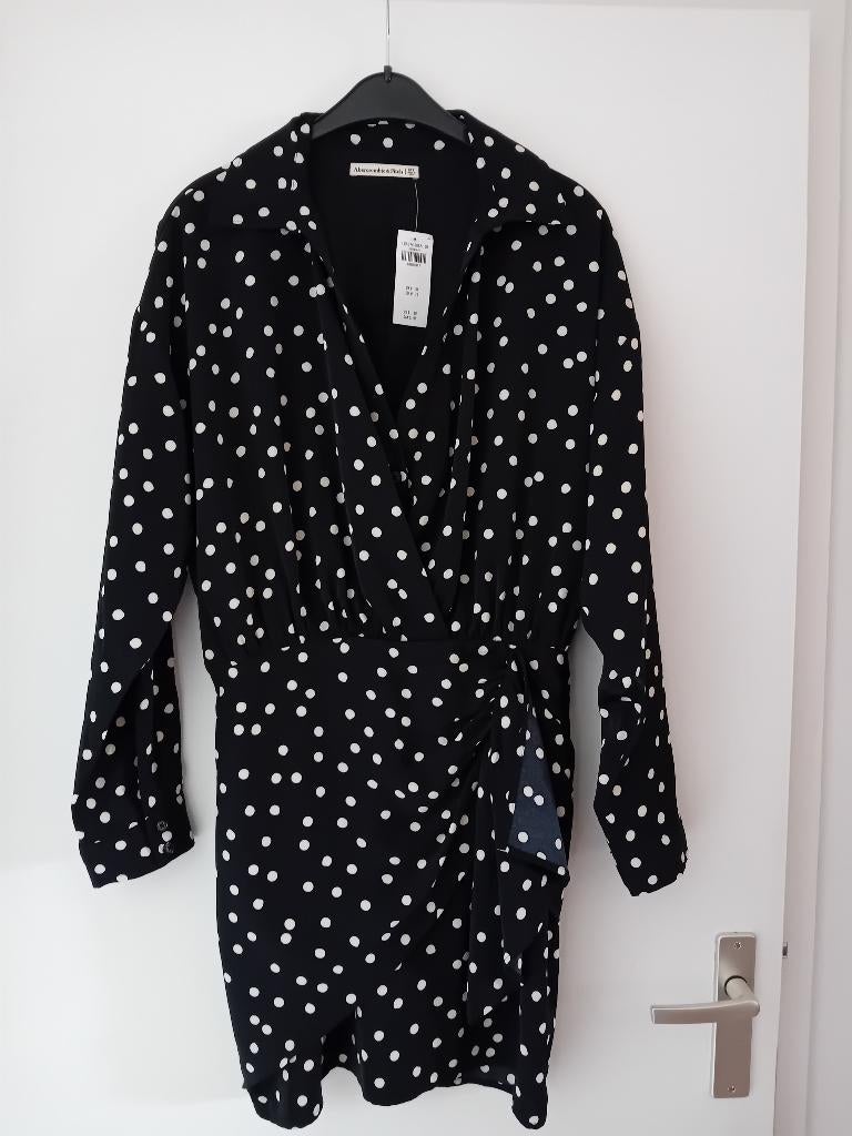 zwarte jurk met witte stippen dames, Kleding | Dames, Jurken, Maat 38/40 (M), Abercrombie & fitch, Zwart, Nieuw