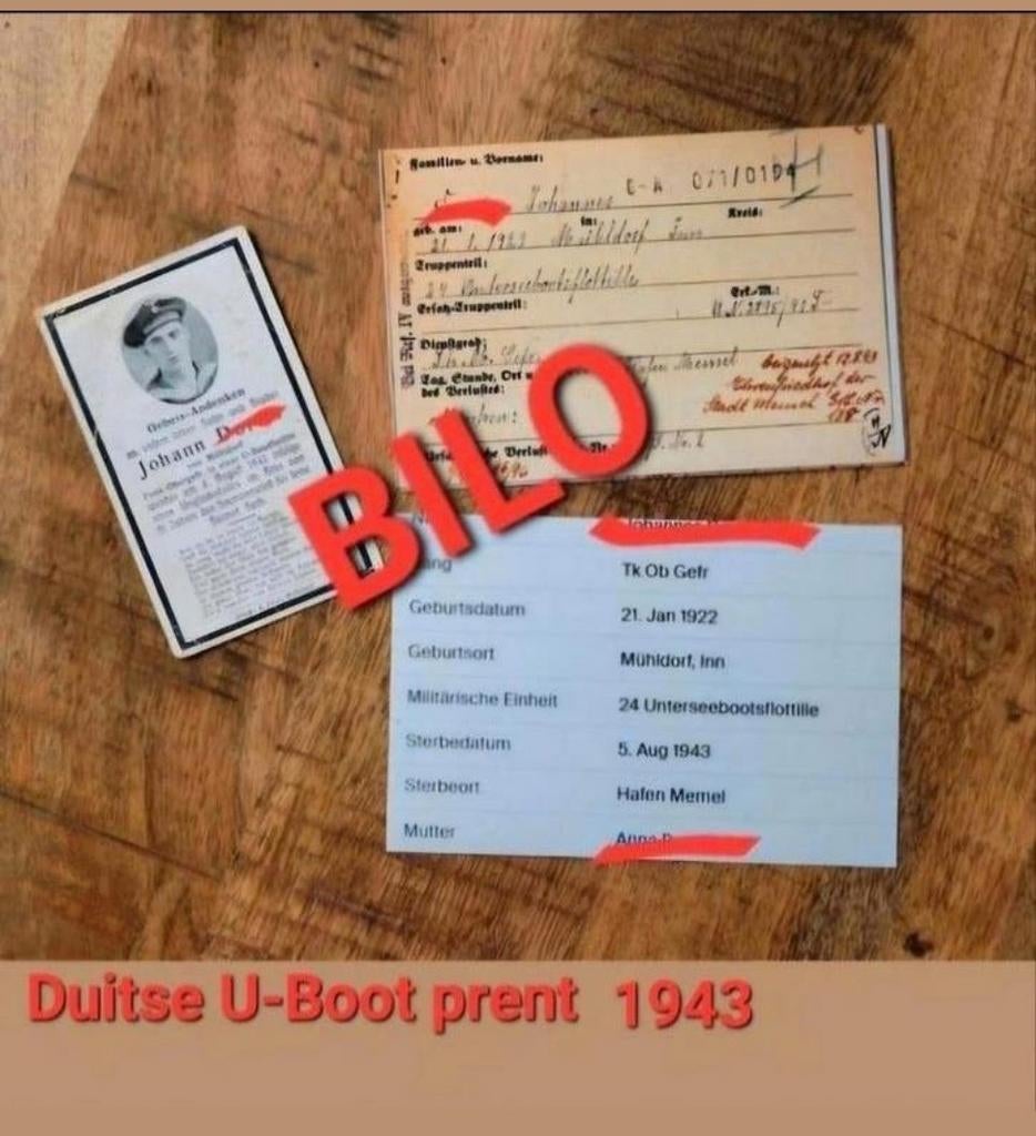 Duits Kriegsmarine U-Boot Sterbebild-Deathcard -Bidprent WK2, Verzamelen, Militaria | Tweede Wereldoorlog, Ophalen of Verzenden