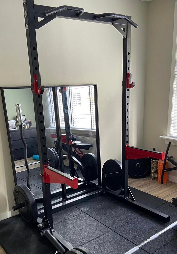 Pivot Fitness Half Rack (inclusief extra’s), Sport en Fitness, Ophalen, Benen, Krachtstation, Zo goed als nieuw