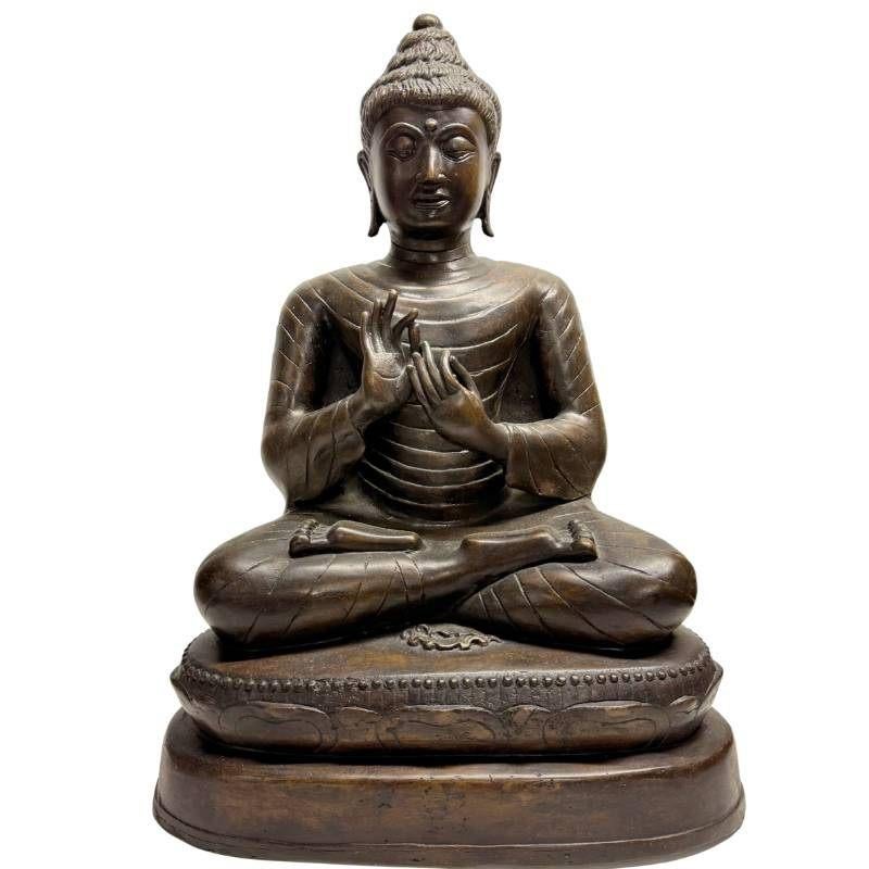 Birmese Boeddha Dharmachakra – Bronzen Beeld 55 cm – Lot 474, Huis en Inrichting, Woonaccessoires | Boeddhabeelden, Ophalen of Verzenden