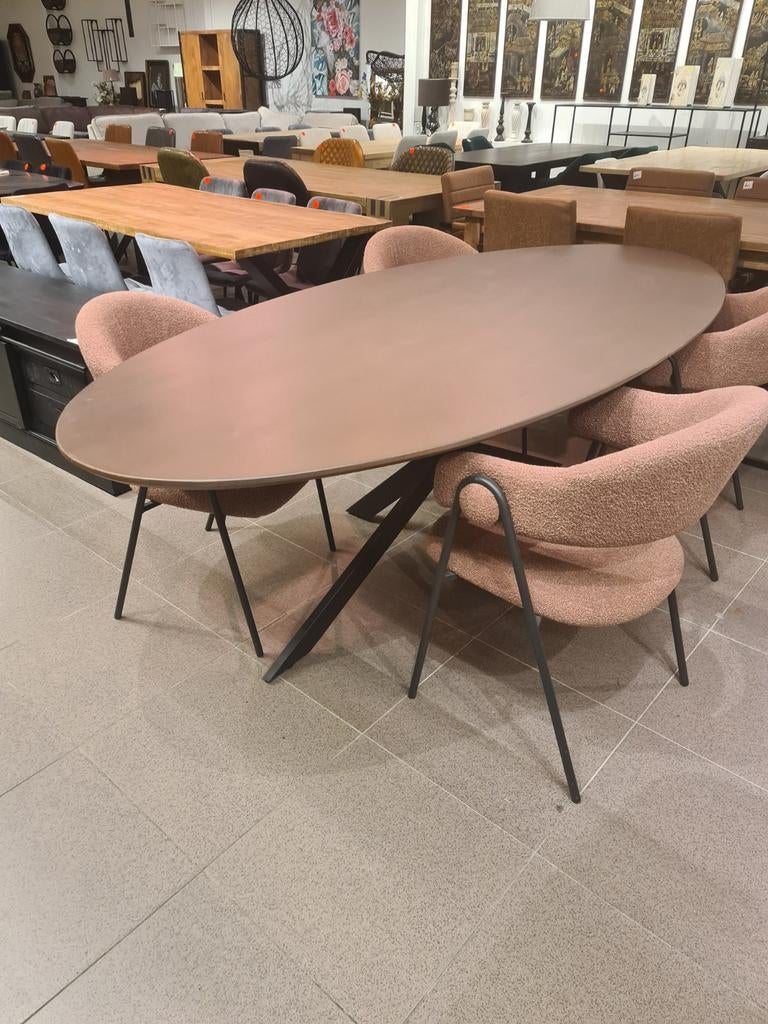 Nieuwe eettafel ferris ovaal 240x110cm eikenhout spinpoot, Ophalen, ., Nieuw, .