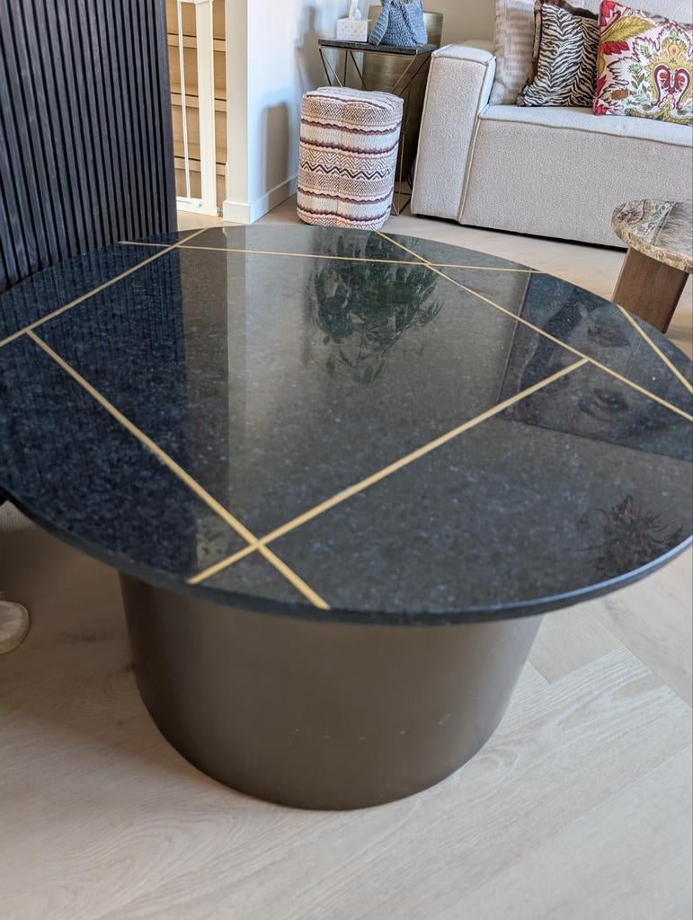 Elegante Salontafel met Zwart Marmeren Blad, Huis en Inrichting, Tafels | Salontafels, Ophalen, Gebruikt, 50 tot 100 cm, Overige materialen