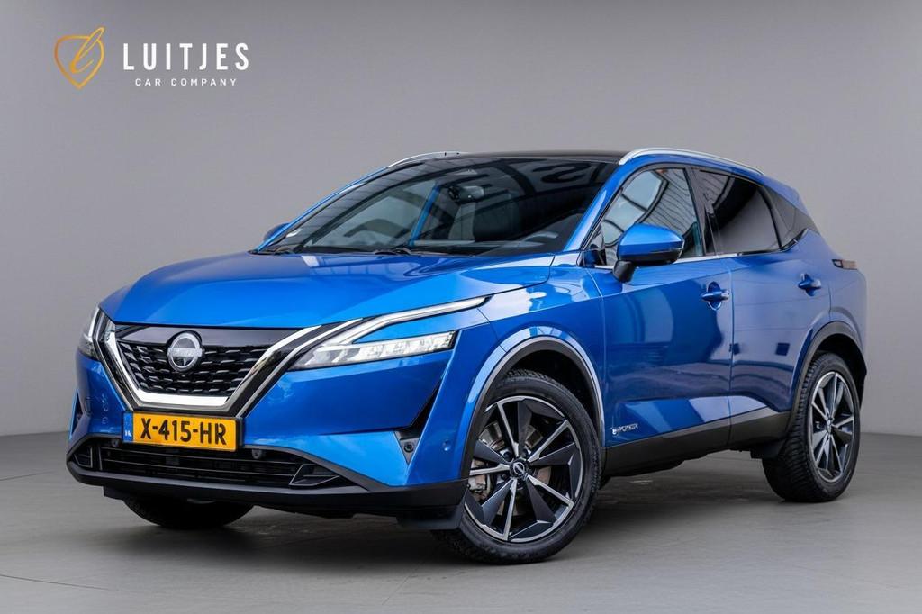 Nissan Qashqai 1.5 e-Power Tekna NL-auto|Panorama|Elek.stoel, Auto's, 1497 cc, Gebruikt, 2 kWh, Blauw