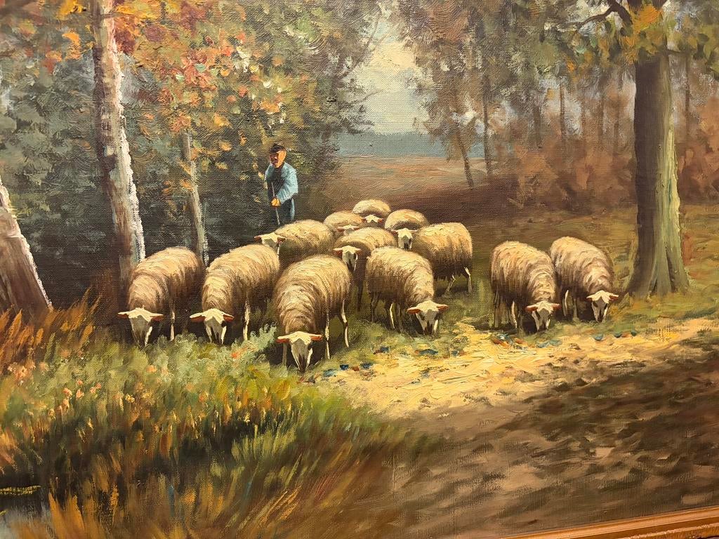 Rangé kunstschilder schilderij met mooie lijst, Antiek en Kunst, Kunst | Schilderijen | Klassiek, Ophalen of Verzenden