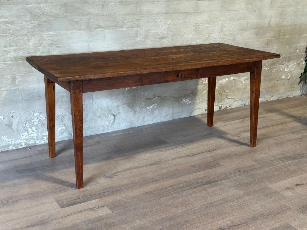 Franse boerentafel - 170 x 74 cm + 75 cm hoog, Eikenhout, Zo goed als nieuw, Vijf personen of meer, Rechthoekig