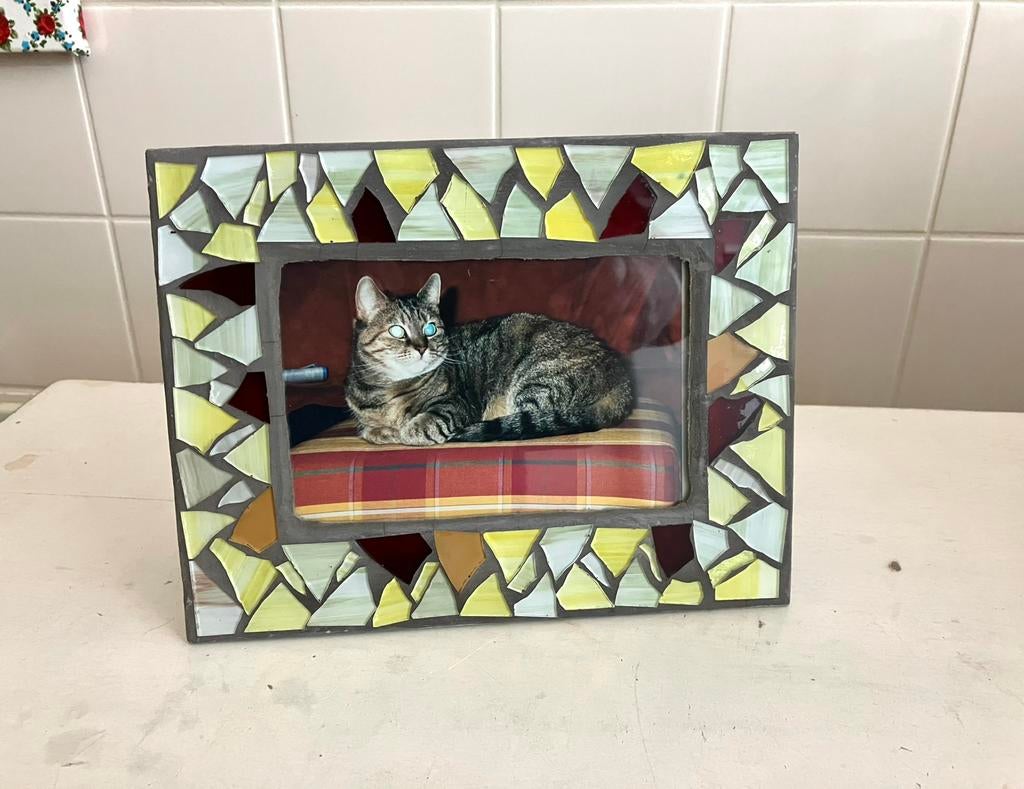 Fotolijst met glas mozaïek ingelegd 🖼️, Ophalen of Verzenden