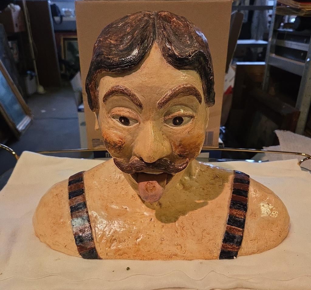 Buste sterke man kermis braderie attractie 1900, Ophalen