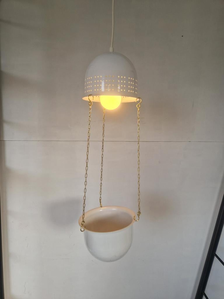 Vintage woja design lamp met bloempot. Jaren 70., Huis en Inrichting, Woja, Onbekend, Ophalen of Verzenden, Onbekend