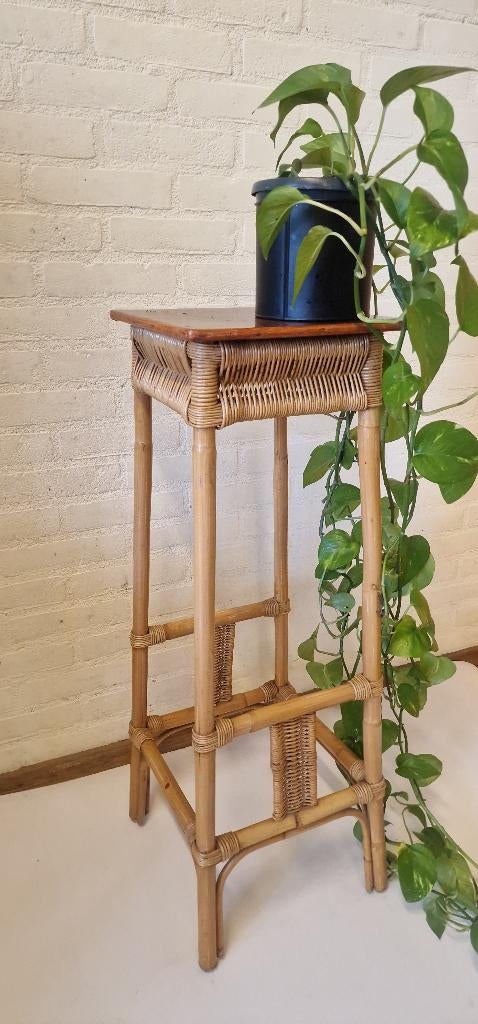 Vintage bamboe plantentafel, Overige materialen, Minder dan 55 cm, Gebruikt, Boho, Vintage, Bohemian