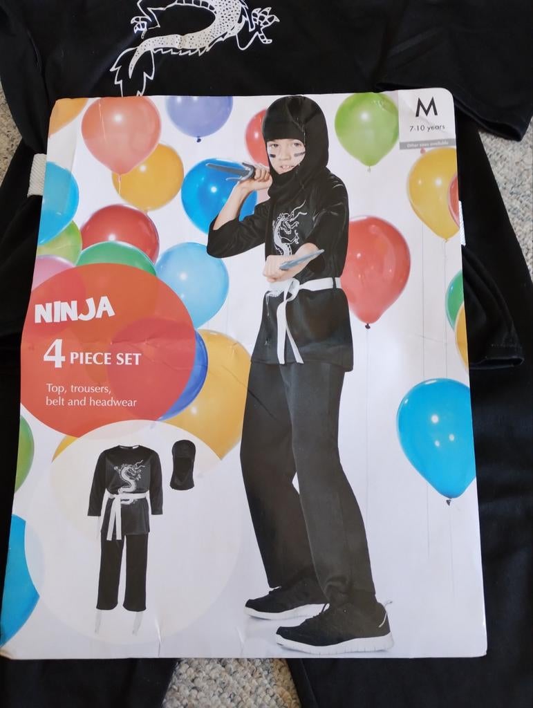 Ninja pak voor carnaval, leeftijd ongeveer 7-10 jr, Ophalen, Jongen of Meisje