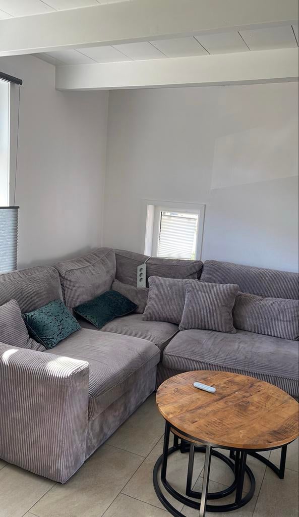 Grijze ribstof hoekbank, Ophalen, Gebruikt, Stof