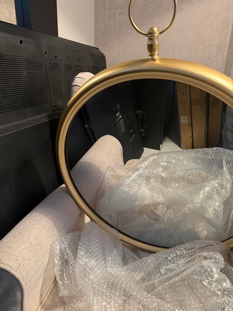 Luxe gouden spiegel LW Collection, Ophalen of Verzenden, Nieuw, Rond