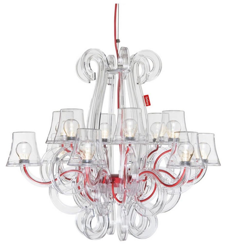 2 FATBOY ROCKCOCO TRANSPARENT KROONLUCHTERS, Ophalen, Zo goed als nieuw, Kunststof, Ourdoor chic, maar binnnen staan ze ook mooi...