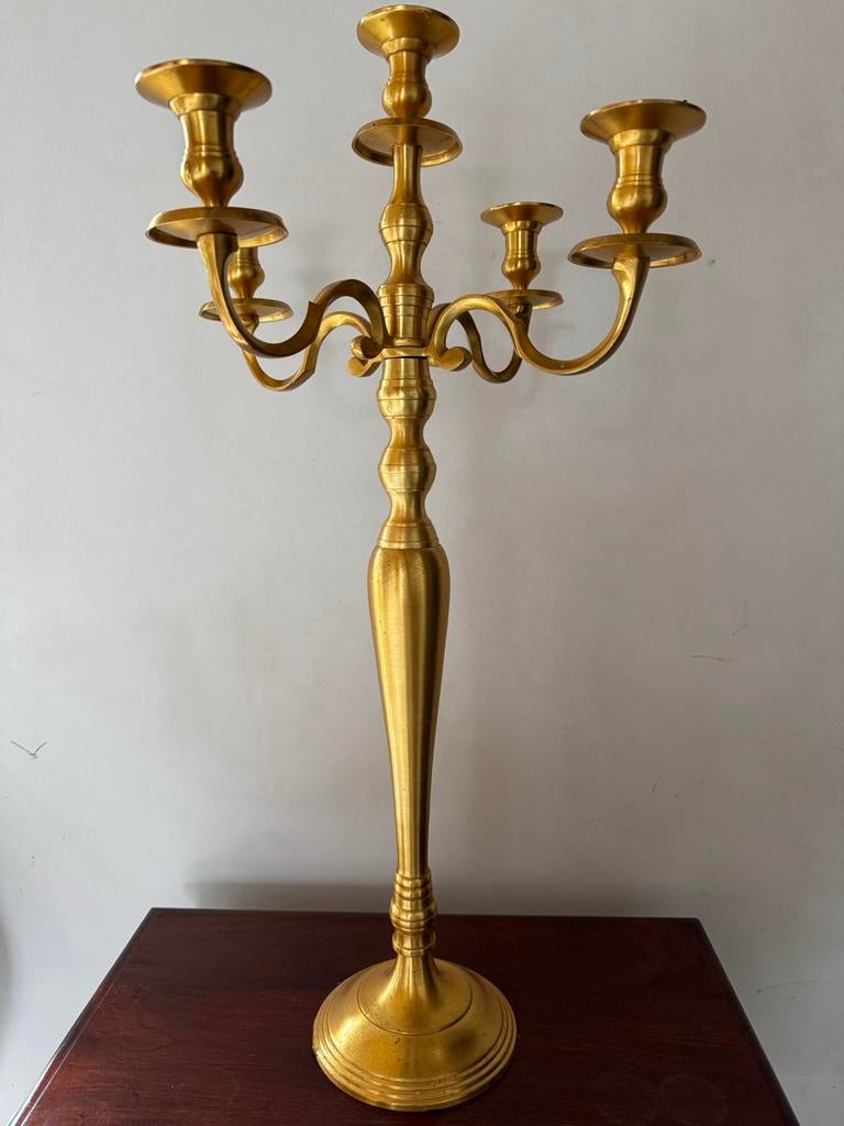 Goudkleurige kandelaar - 1 meter hoog, Huis en Inrichting, Woonaccessoires | Kandelaars en Kaarsen, Gebruikt, Ophalen of Verzenden