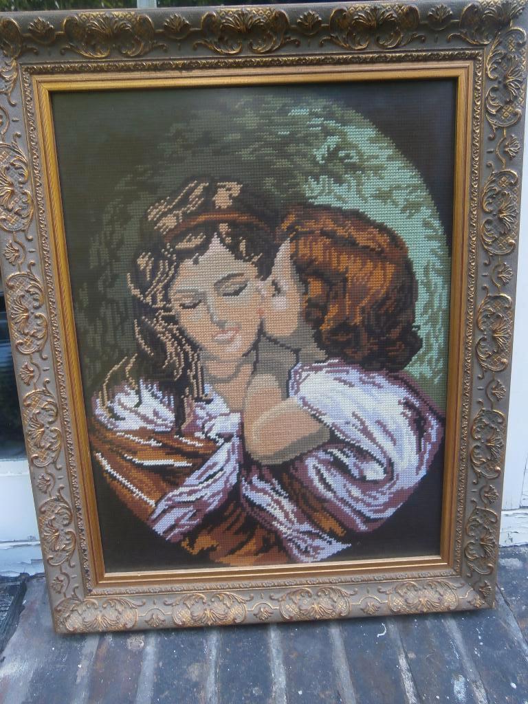 Mooi  Romantisch borduurwerk in Sup Mooie lijst, Hobby en Vrije tijd, Borduren en Borduurmachines, Gebruikt, Patroon, Handborduren