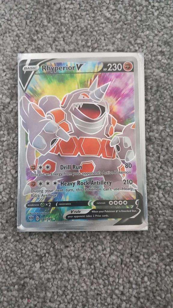 Rhyperior V Pokémon Kaart, Ophalen of Verzenden, Zo goed als nieuw, Losse kaart, Foil