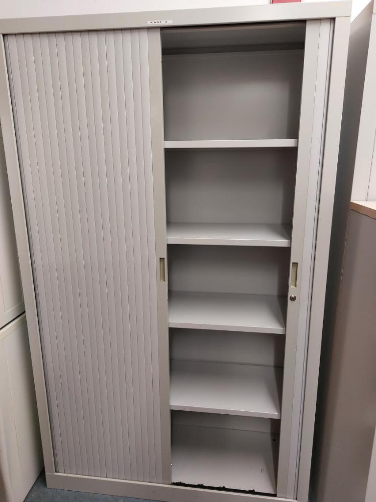 Archiefkast, roldeurkast, jaloeziekast, staal + lamellen, Gebruikt, 100 tot 150 cm, Meerdere deuren, Ophalen of Verzenden