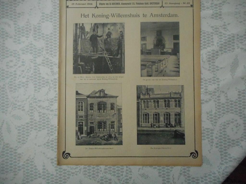 Amsterdam. Het Koning-Willemshuis. 1908., Ophalen of Verzenden, Voor 1920, Nederland, Knipsel(s)