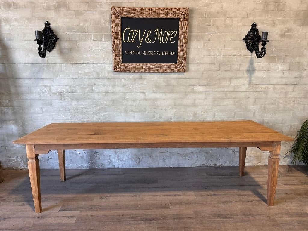 Boerentafel - 280 x 90 cm + 80 cm hoog, 50 tot 100 cm, Lndelijk - Authentiek, Eikenhout, Zo goed als nieuw