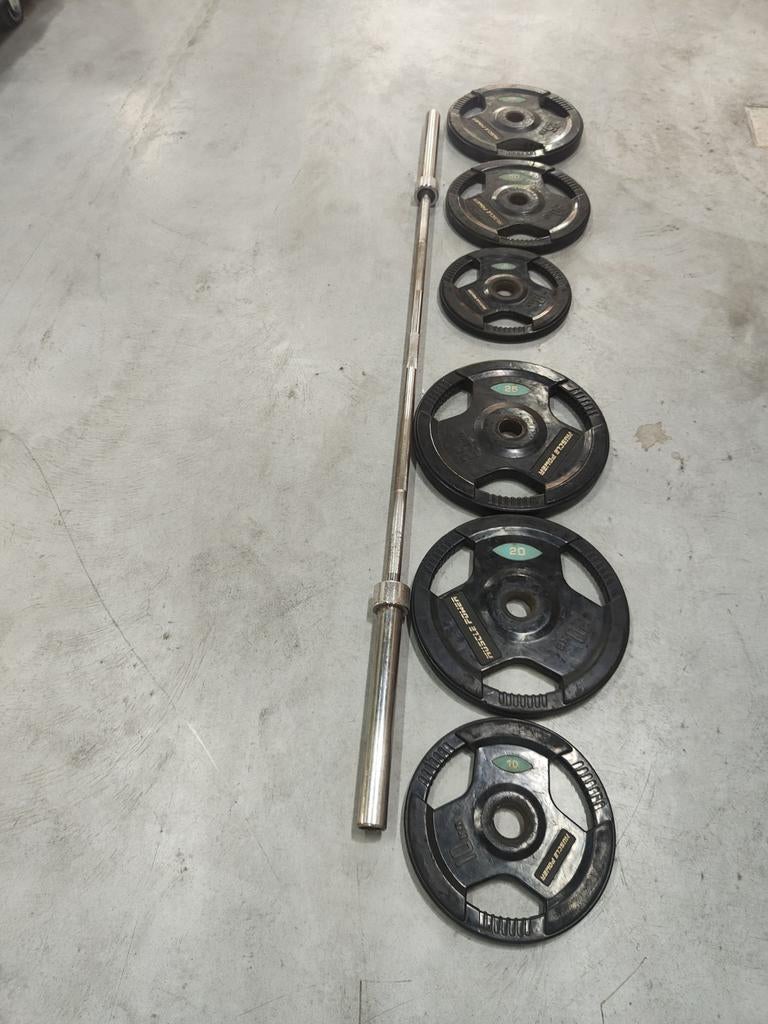 Muscle Power Halterset - Zwart 130kg, Benen, Gebruikt, Onbekend, Ophalen of Verzenden