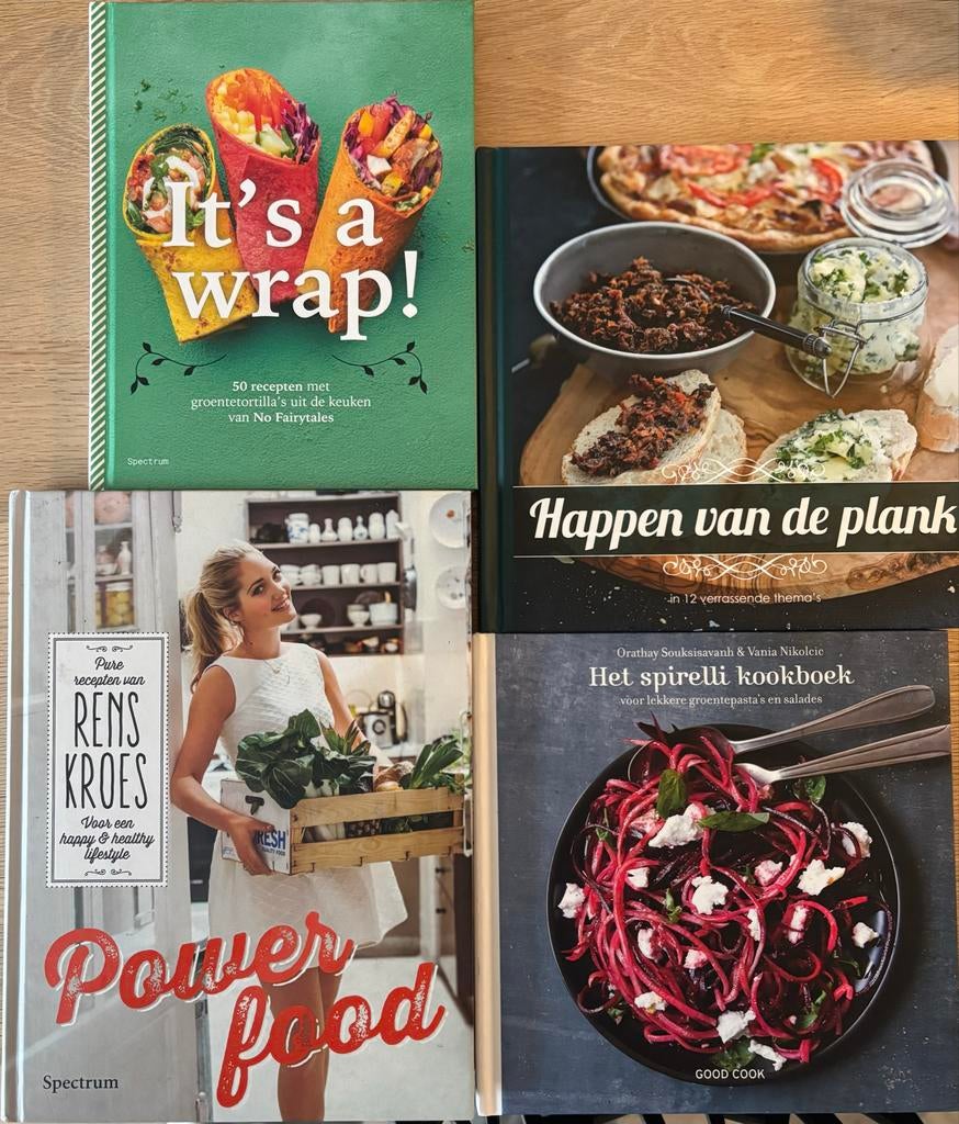 Set van 4 Kookboeken: Rens Kroes, Wraps, Happen, Spirelli, Ophalen of Verzenden, Zo goed als nieuw, Dieet en Voeding