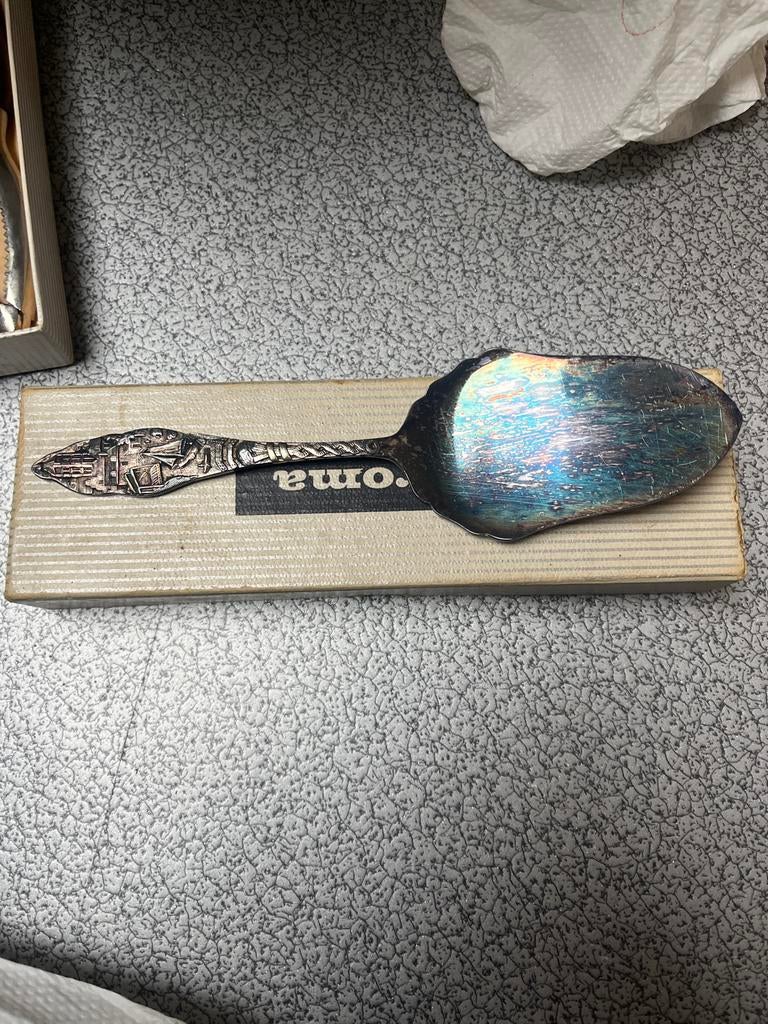 STROMA Retro verzilverde taartschep  met doos Doos, Ophalen of Verzenden