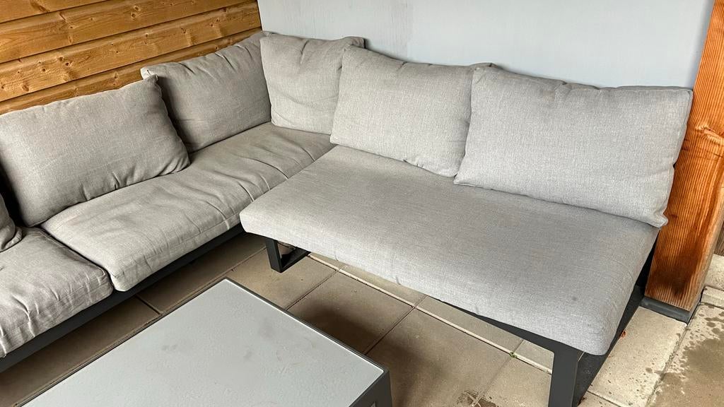 Loungeset en tuinset - 2 complete sets voor buiten, Ophalen, Gebruikt, Meer dan 8 zitplaatsen, Aluminium