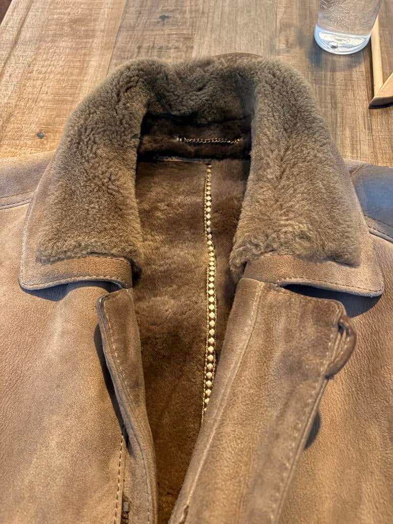 Lange lammy coat, bruin, maat L, Ophalen of Verzenden, Gedragen, Maat 52/54 (L), Bruin