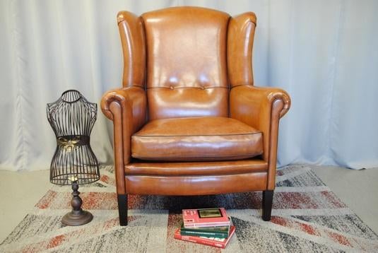 schapenleren fauteuil, Ophalen, Zo goed als nieuw, 75 tot 100 cm, Leer