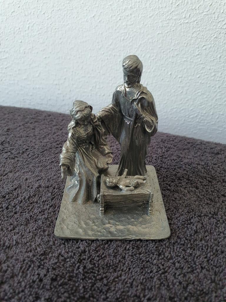 Antiek Vintage Tinnen beeld 11 x 8 cm, Ophalen of Verzenden