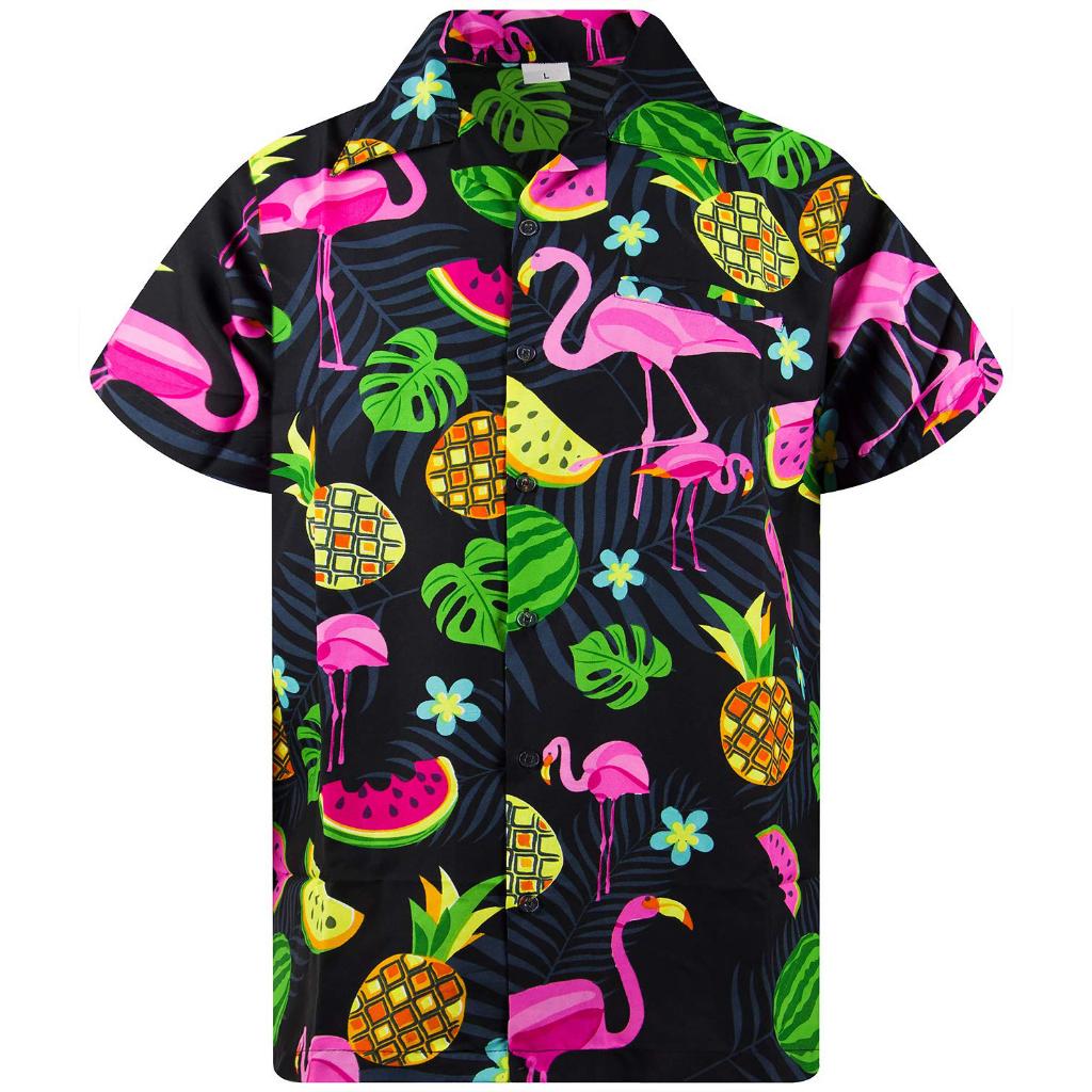 Zwart flamingo hawaii overhemd (heren mannen zomer shirt), Kleding | Heren, Overhemden, Verzenden, Nieuw, Zwart, Overige halswijdtes