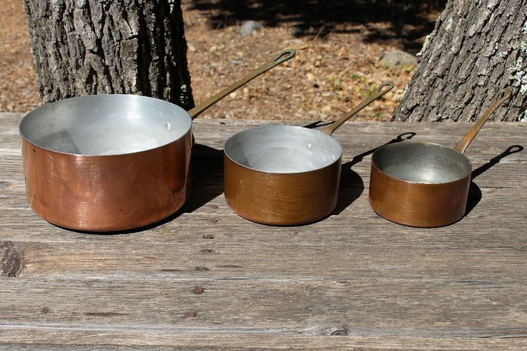 Brocante - Diverse koperen steelpannen!, Ophalen of Verzenden, Gebruikt, Overige materialen, Kookpan of Snelkookpan