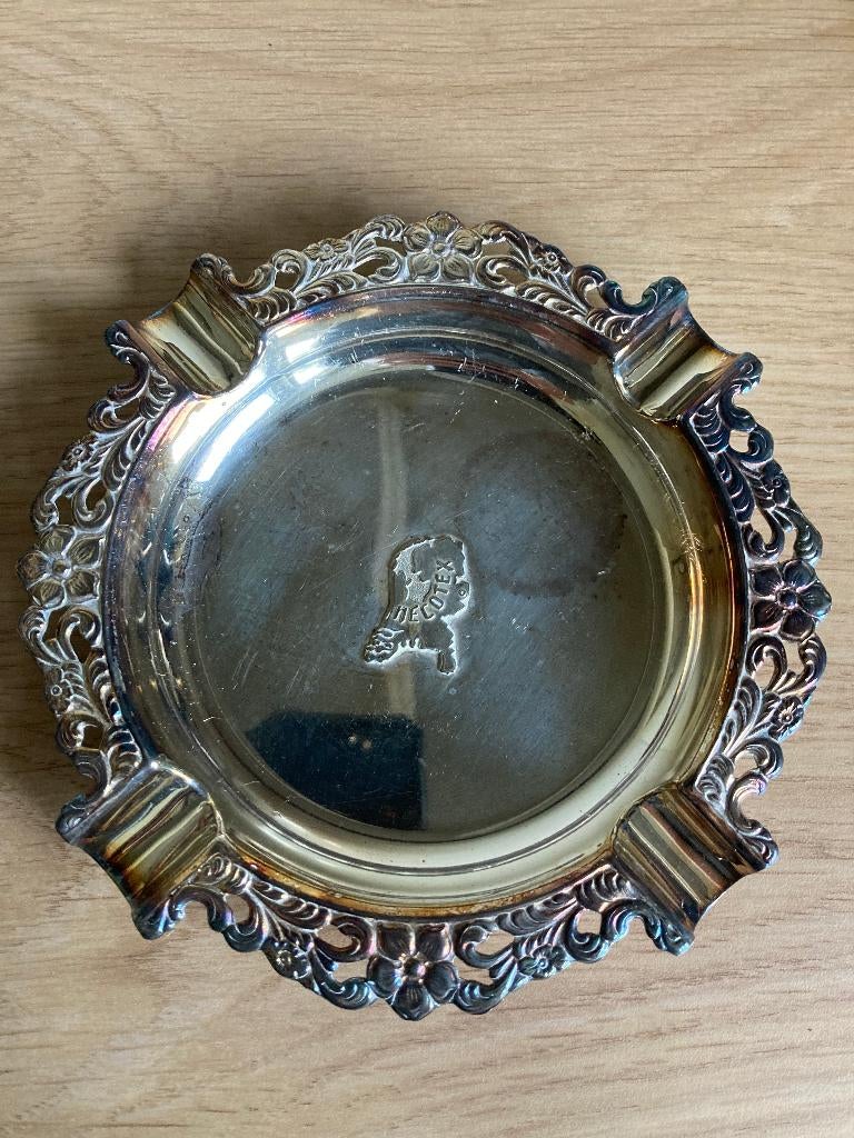 Verzilverde asbak - Hecotex, Ophalen of Verzenden