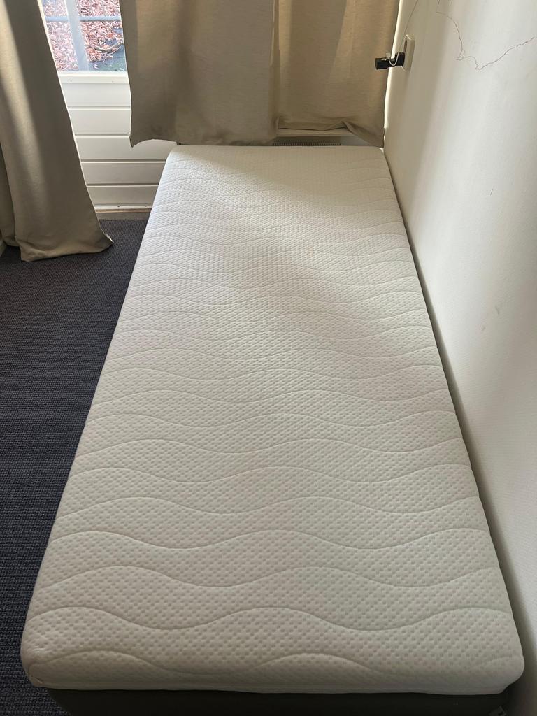 Espevar box spring bed + Mattress, Ophalen, 90 cm, Eenpersoons, Wit