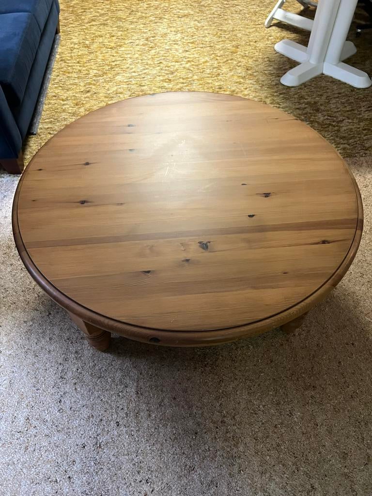 Old finish grenen houten salontafel 110 doorsnede, Huis en Inrichting, Tafels | Salontafels, Ophalen, Gebruikt, Rond, Grenenhout