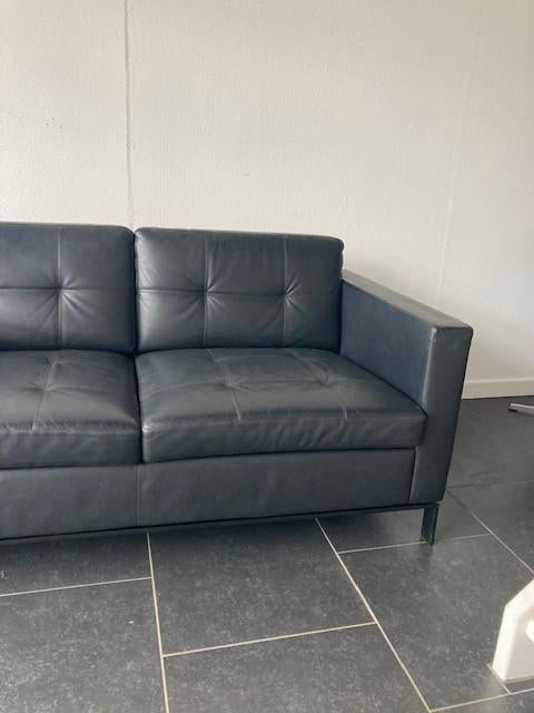 Walter Knoll Norman Foster 502 tweezits bank , zwart leder, Design, 150 tot 200 cm, Tweepersoons, 75 tot 100 cm