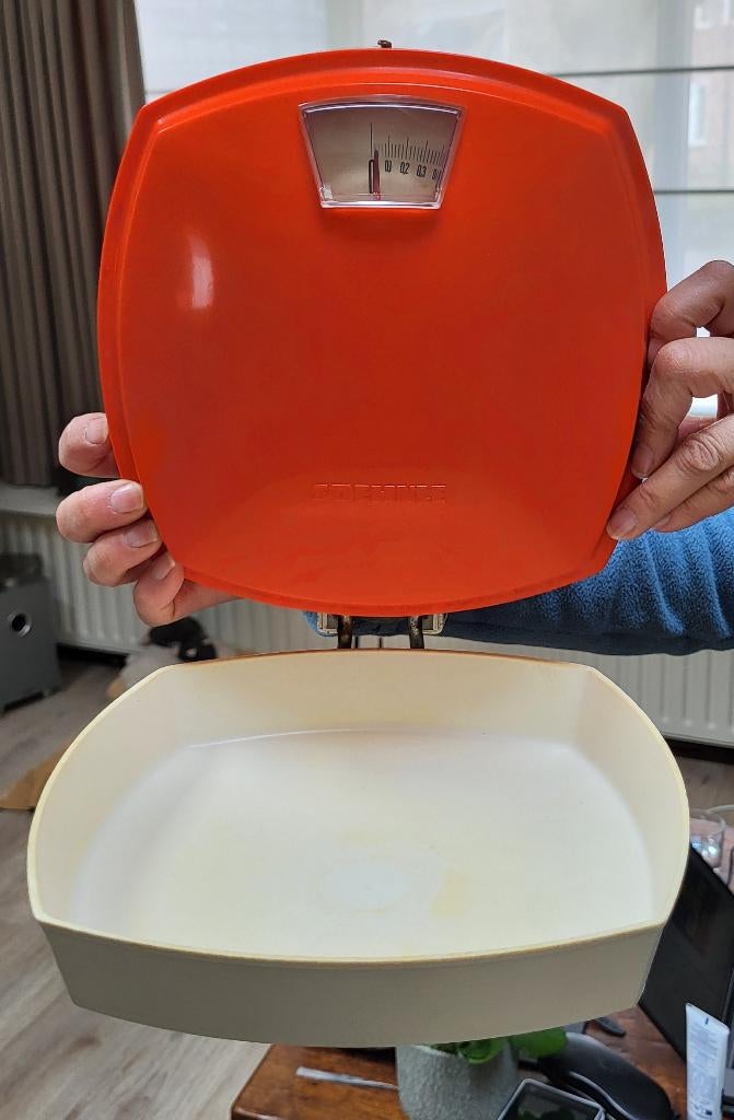 Vintage Soehnle keukenweegschaal, Kunststof, Ophalen of Verzenden, Overige merken, Oranje