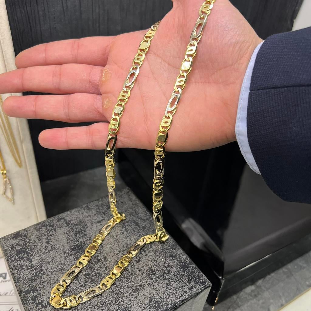 18 karaat gouden ketting massief valkenoog schakel, Ophalen of Verzenden, Zo goed als nieuw, Goud